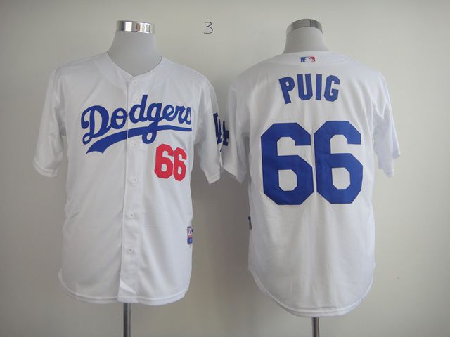 Men Los Angeles Dodgers #66 Puig White MLB Jerseys->los angeles dodgers->MLB Jersey